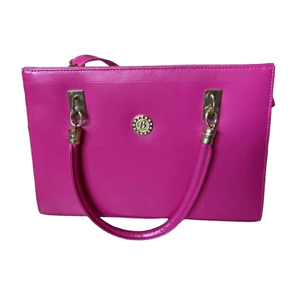 Belladonna Pink Faux Leather Shoulder Bag Purse Top Handel Zip Medium